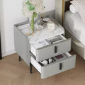 Nightstand with 2 Drawers & Marble-Pattern Tabletop, Modern Beside Table for Bedroom, End Table for Living Room Office
