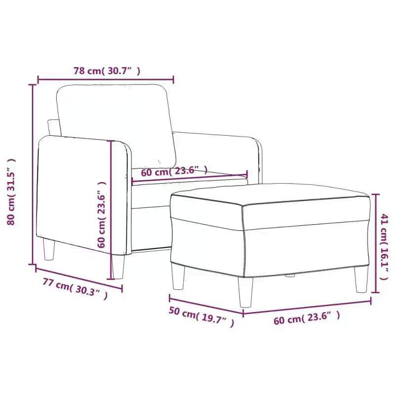 vidaXL Sofa Chair Single Sofa Armchair with Footstool for Living Room Fabric