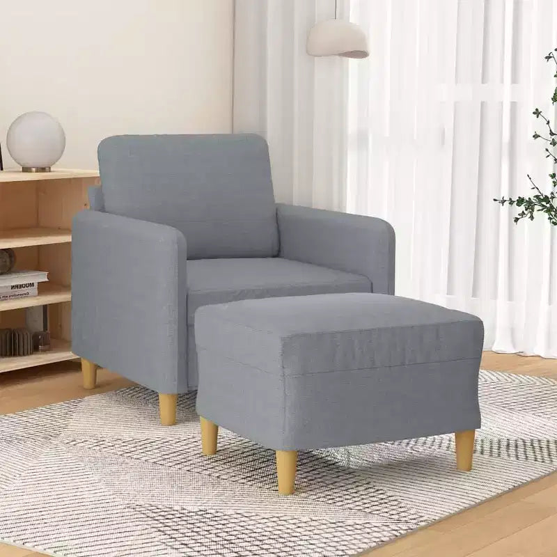 vidaXL Sofa Chair Single Sofa Armchair with Footstool for Living Room Fabric