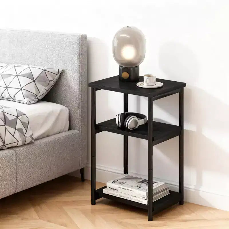 Bamboo 3 Tier End Table, Laptop Desk for Small space, 4030 cm, 50 lb Load, Tilt-Top & Cup Groove, 7cm Slim Storage, for Couch, Bed, RV Table