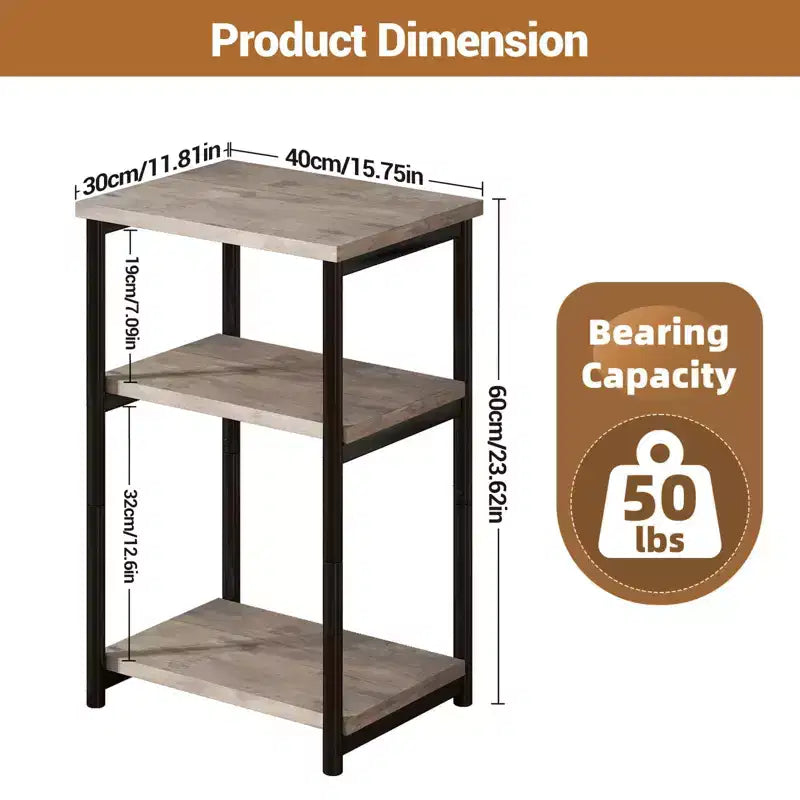Bamboo 3 Tier End Table, Laptop Desk for Small space, 4030 cm, 50 lb Load, Tilt-Top & Cup Groove, 7cm Slim Storage, for Couch, Bed, RV Table