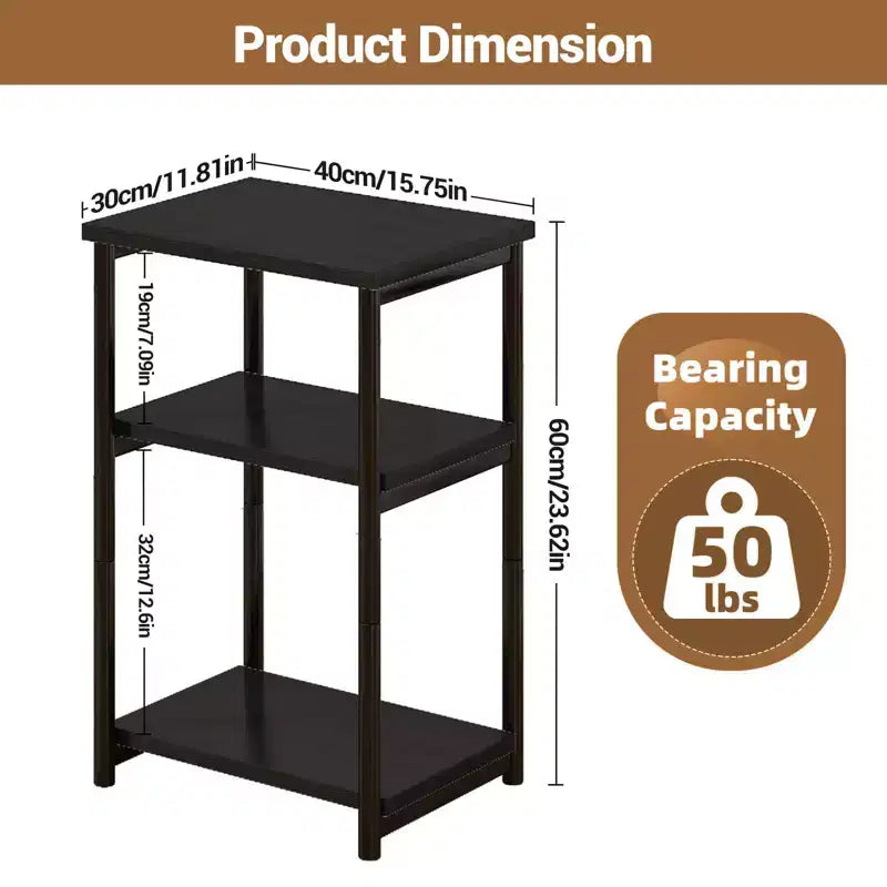 Bamboo 3 Tier End Table, Laptop Desk for Small space, 4030 cm, 50 lb Load, Tilt-Top & Cup Groove, 7cm Slim Storage, for Couch, Bed, RV Table