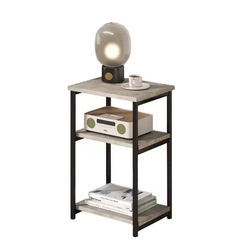 Bamboo 3 Tier End Table, Laptop Desk for Small space, 4030 cm, 50 lb Load, Tilt-Top & Cup Groove, 7cm Slim Storage, for Couch, Bed, RV Table
