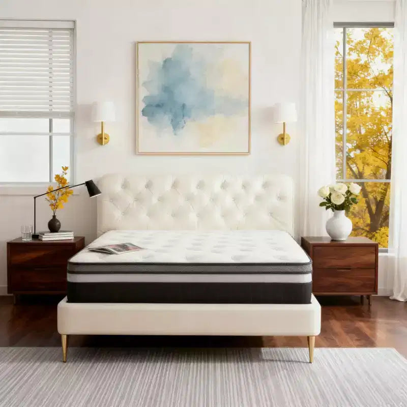 14 Inch Queen Hybrid Mattress in a Box, Anti Static, Medium Firm, Cooling Breathable Gel Memory Foam, CertiPUR-US Certified, White