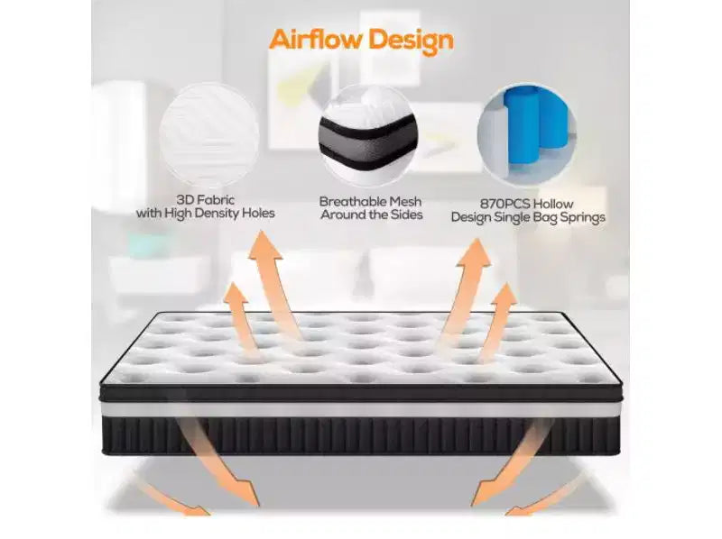 14 Inch Queen Hybrid Mattress in a Box, Anti Static, Medium Firm, Cooling Breathable Gel Memory Foam, CertiPUR-US Certified, White