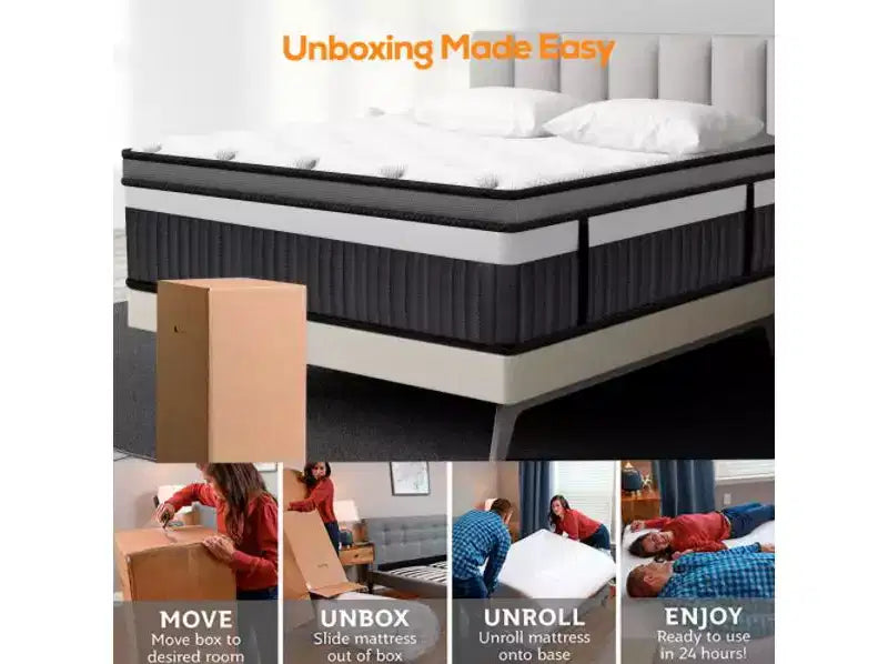 14 Inch Queen Hybrid Mattress in a Box, Anti Static, Medium Firm, Cooling Breathable Gel Memory Foam, CertiPUR-US Certified, White