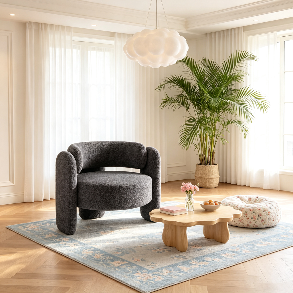 Fauteuil de salon en laine de qualité supérieure, Fauteuil grand confort