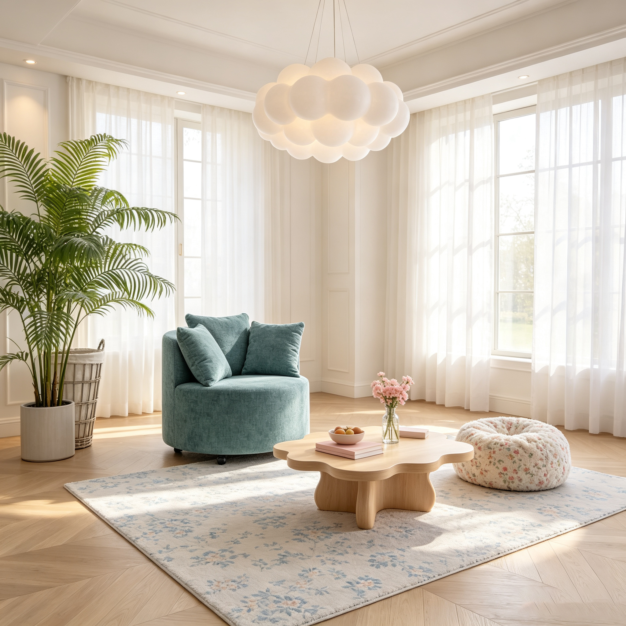 Fauteuil pivotant de salon rembourré capitonné