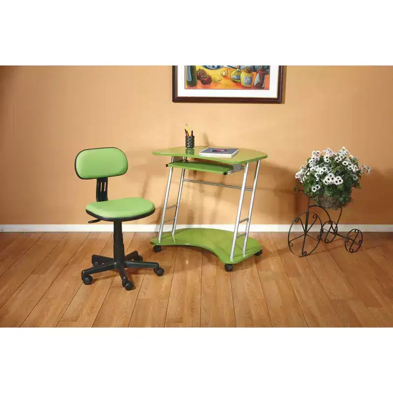OSP Home Furnishings Student Task Chair Green: Upholstered Office, Computer & Rolling Chair with Swivel, Adjustable Height