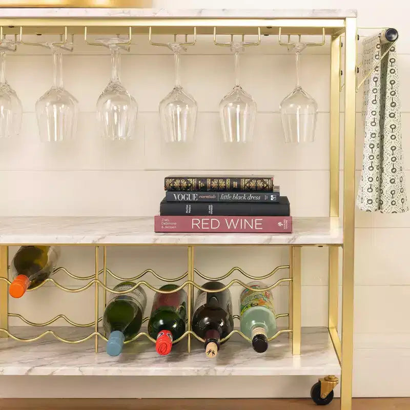 Maliza Bar Cart with Wine Bottle Storage and Wine Glass Rack - South Shore