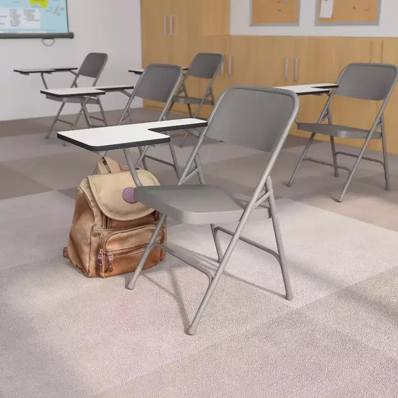 Emma and Oliver Premium Steel Folding Right Handed Tablet Arm Chair