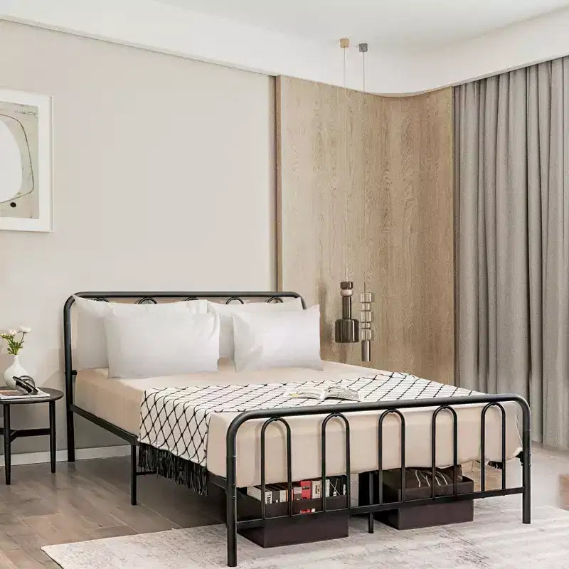 Costway Stylish Queen Size Metal Bed Frame Platform Bed Base w/ Headboard & Footboard