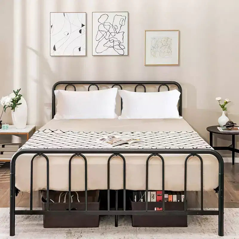 Costway Stylish Queen Size Metal Bed Frame Platform Bed Base w/ Headboard & Footboard