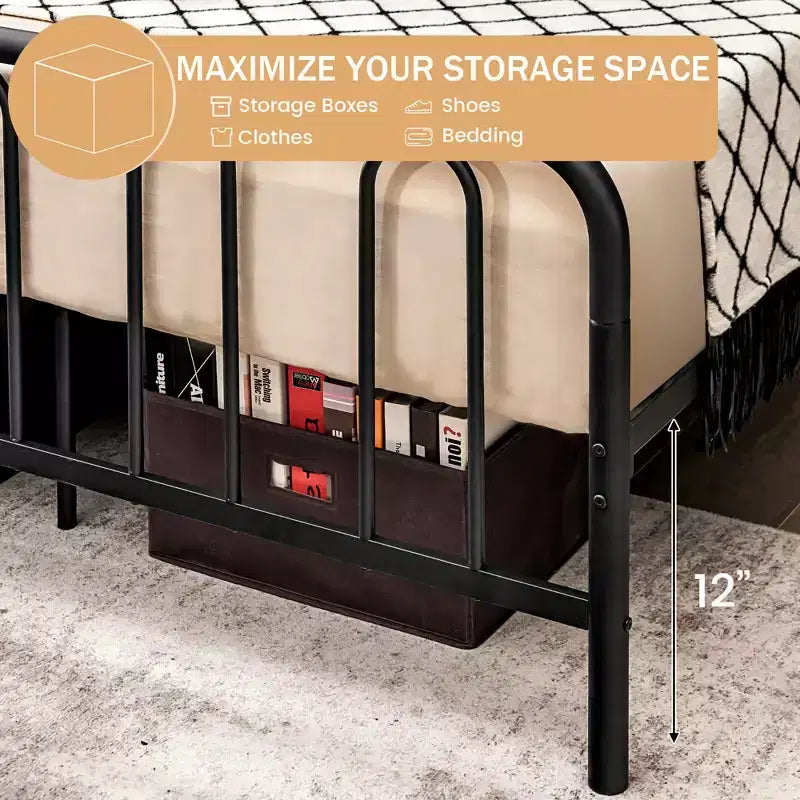 Costway Stylish Queen Size Metal Bed Frame Platform Bed Base w/ Headboard & Footboard
