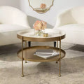 Kate and Laurel Nira Round Metal Coffee Table, 26 Diameter, White and Gold