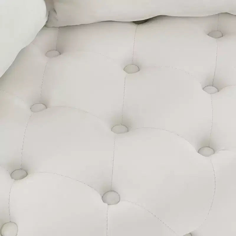 Button Tufted Living Room Upholstered Swivel Chair with Movable Wheels and 3 Pillows - ModernLuxe