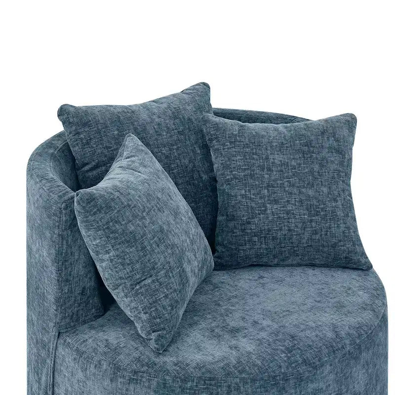 Button Tufted Living Room Upholstered Swivel Chair with Movable Wheels and 3 Pillows - ModernLuxe